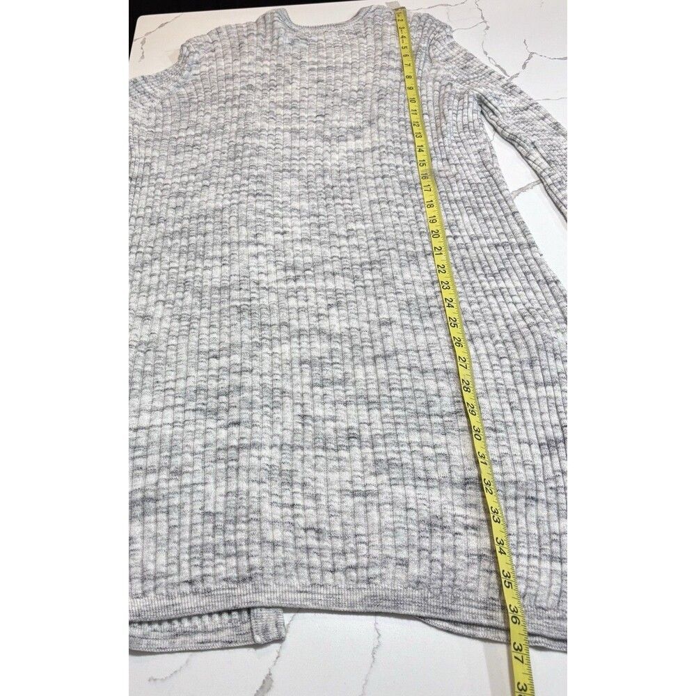 Women’s Garage Grey Navy Heather Open-Front Long Gray Knit Cardigan Sweater L - Picture 15 of 16